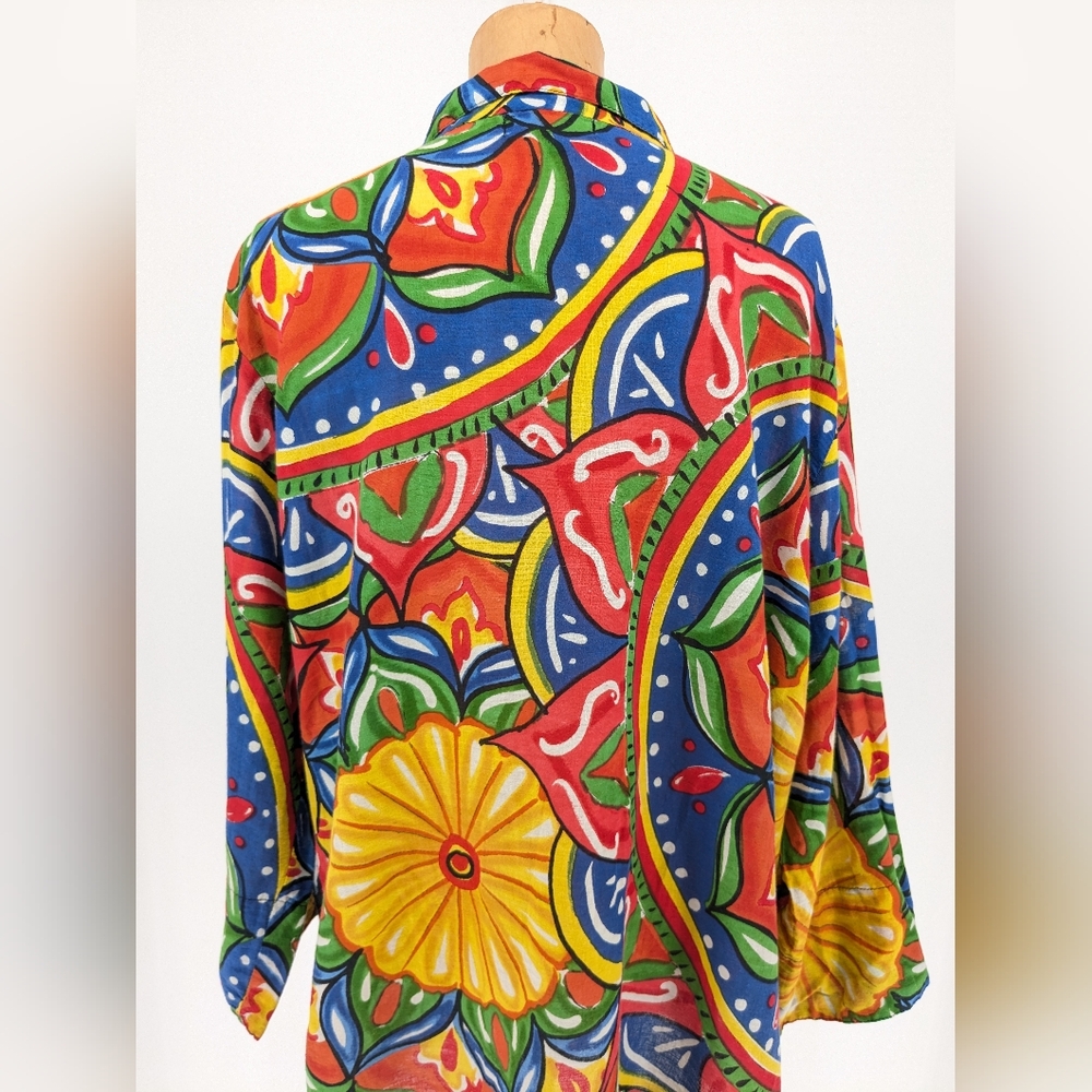 Antica Sartoria by Giacomo Button Down Collared Shirt Art To Wear Colorful Sz XL - Picture 8 of 16
